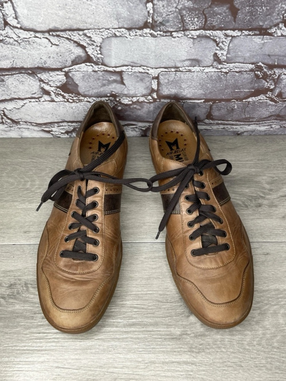 Mephisto Chestnut Brown Leather Steve Urban Low Lace Sneakers Men 10.5M US/44EU
